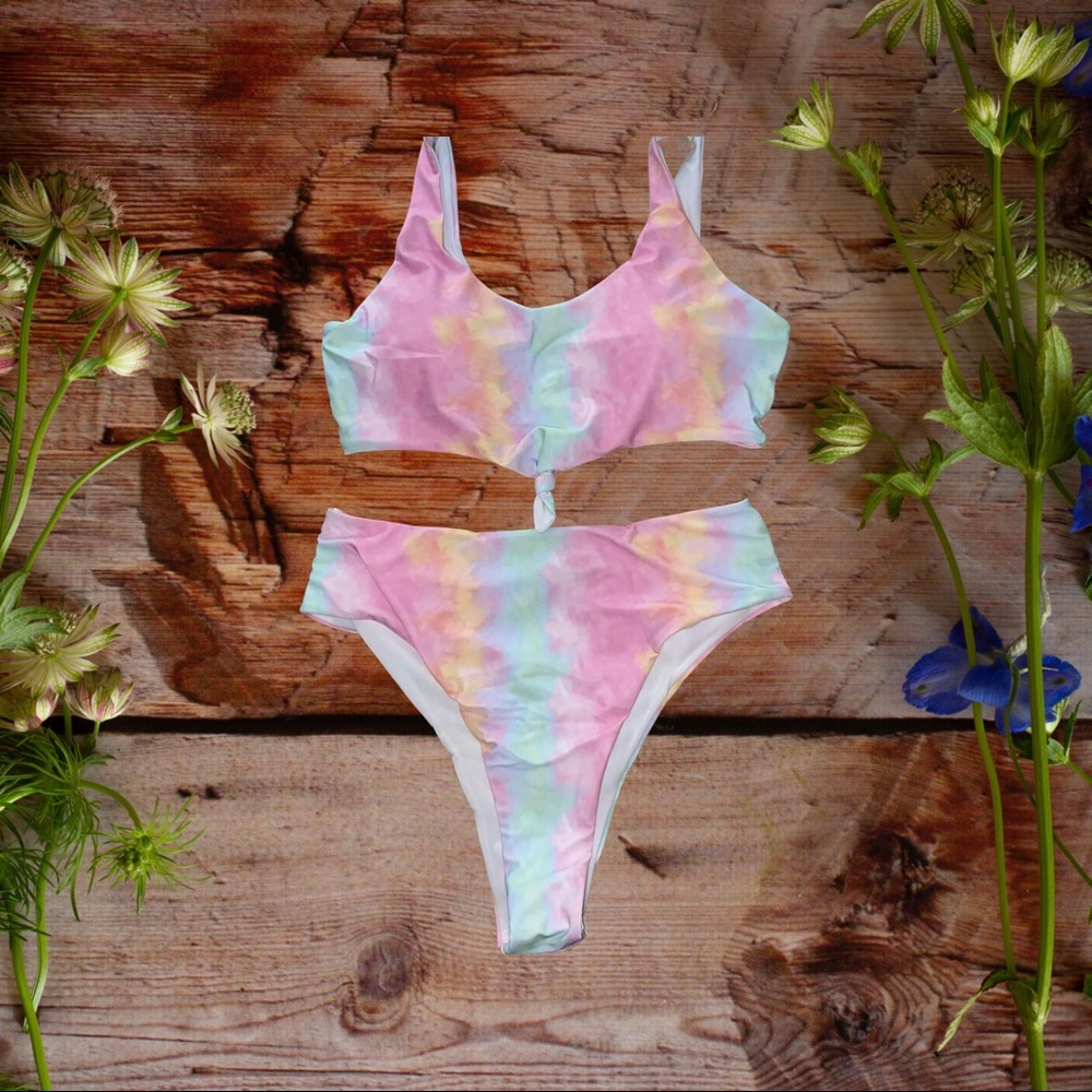 NEW! SHEIN 1X two piece tye dye swimsuit bikini